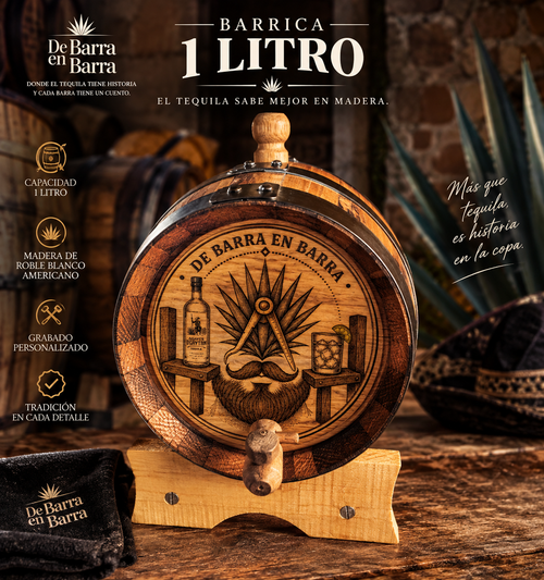 Barrica de 1 litro personalizable con válvula de madera